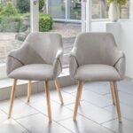 Amelia Whitewash Dining Table Set - 6 Seater - Freya Fossil Carver Chairs - Whitewash Legs - Image 4