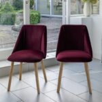 Freya Burgundy Red Dining Chairs - Set of 2 - Chalked Mangowood Legs