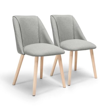Outlet - Freya Dining Chair Set of 2, Fossil with Whitewash Oak Legs