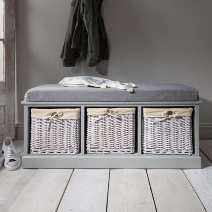 Fyfield 3 Seater Hallway Storage Bench with Storage - Grey