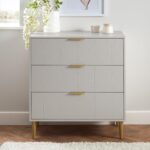 Gloria 3 Drawer Chest of Drawers- Grey & Brass Effect