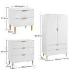 Gloria 3 Piece Bedroom Furniture Set - 3 Drawer Chest of Drawers - White - Image 17
