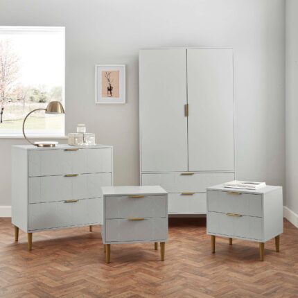Gloria 4 Piece Bedroom Furniture Set - 3 Drawer Chest of Drawers - Grey