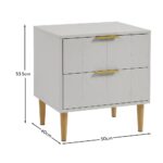 Gloria Bedside Tables - Set of 2 - Grey & Brass Effect - Image 6