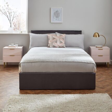 Gloria Bedside Tables - Set of 2 - Blush Pink & Brass Effect