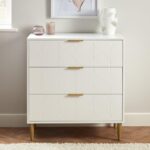 Gloria 3 Drawer Chest of Drawers - White & Brass Effect