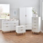 Gloria Wardrobe & Drawers Set - 4 Over 4 Chest of Drawers - White