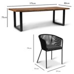 Hali 4 Seater Outdoor Dining Set with Hali Black Chairs - 175cm - Image 14