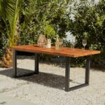 Outlet - Hali 6 Seater Steel Acacia Top Dining Table 175Cm