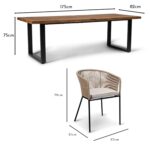 Hali 6 Seater Wooden Outdoor Dining Set with Hali Natural Chairs & Grey LED Premium Cantilever Parasol - 175cm - Image 14