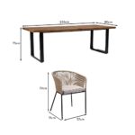 Hali 8 Seater Wooden Outdoor Dining Set with Hali Natural Chairs & Cream LED Premium Cantilever Parasol- 235cm - Image 16