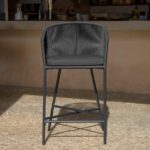 Outlet - Hali Black Rope Garden Bar Stool with Cushion