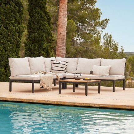 Halston Garden Corner Sofa Set - Black