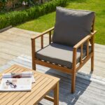Harrelson Wooden Garden Sofa Set with Grey Lean Over Parasol - Grey Cushions - Image 4