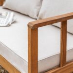 Harrelson Wooden Garden Sofa Set with Cream LED Premium Cantilever Parasol - Natural - Image 11