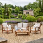 Harrelson Wooden Garden Sofa Set with Cream LED Premium Cantilever Parasol - Natural - Image 2