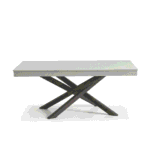 Amelia 6 Seater Concrete Garden Dining Table - Metal Legs - Pale Grey - Image 9