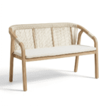 Shiro 6 Seater Wooden Garden Dining Set with Shiro Beige Rope Chairs & Bench - 180cm - Image 14