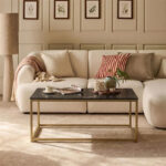 Nara Black Marble Coffee Table - Gold Frame - Image 2