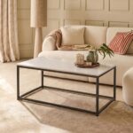 Nara White Marble Coffee Table - Black Frame