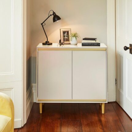 Iliana 2 Door Small Sideboard - Snow White & Gold Legs