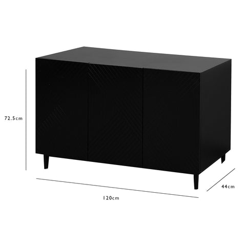 Jack 3 Door Large Sideboard - Geometric Black 1 Black Sideboard - Laura James