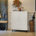 Jack Geometric Small Shoe Cabinet - 2 Door - White