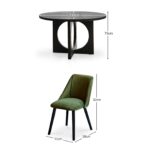 Jade Jet Black Round Acacia Dining Table Set - 4 Seater - Freya Fern Green Dining Chairs - Black Legs - Image 11