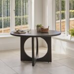 Jade Jet Black Round Acacia Wood Dining Table