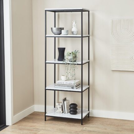 Jay Marble and Black Tall Bookcase