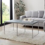 Jay Concrete Effect Coffee Table Set - Chrome Frame - Image 2