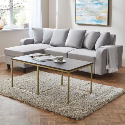 Jay Walnut Coffee Table - Gold Frame