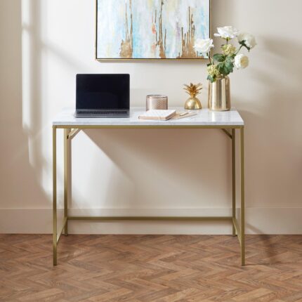 Jay Marble Effect Desk - Gold