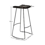 Outlet - Jayden Black Leather Tall Backless Bar Stools - Set of 2 - Black Metal Legs - Image 7