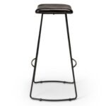 Outlet - Jayden Black Leather Tall Backless Bar Stools - Set of 2 - Black Metal Legs - Image 6