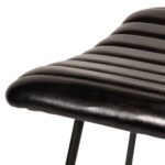 Outlet - Jayden Black Leather Tall Backless Bar Stools - Set of 2 - Black Metal Legs - Image 4