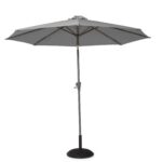 Kemble 4 Seater Rattan Round Garden Dining Set with Grey LED Premium Parasol - Natural Brown - Image 12