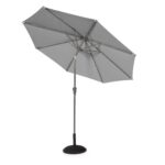 Kemble 4 Seater Rattan Round Garden Dining Set with Grey LED Premium Parasol - Natural Brown - Image 13