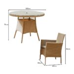 Kemble 4 Seater Rattan Round Garden Dining Set with Grey LED Premium Parasol - Natural Brown - Image 16