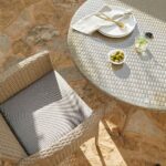 Kemble 4 Seater Rattan Round Garden Dining Set with Grey LED Premium Parasol - Natural Brown - Image 6