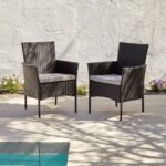 Kemble 8 Seater Rattan Round Garden Dining Set with Cream Parasol - Black - Image 2