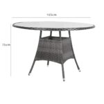 Kemble 8 Seater Garden Round Dining Table - Grey - Image 5