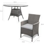 Kemble 8 Seater Rattan Round Garden Dining Set with Cream Parasol - Grey - Image 12