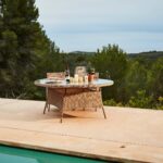 Kemble 8 Seater Rattan Round Garden Dining Set with Grey Parasol - Natural Brown Weave - Image 4
