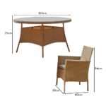 Kemble 8 Seater Rattan Round Garden Dining Set with Grey Parasol - Natural Brown Weave - Image 15