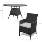 Kemble 8 Seater Rattan Round Garden Dining Set with Cream Parasol - Black - Image 9