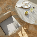 Kemble 8 Seater Rattan Round Garden Dining Table Set - Natural Brown - Image 4