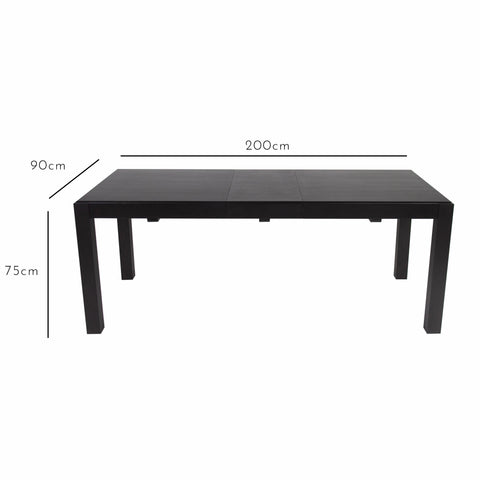 Magnus 160cm Black Extendable Dining Table Set - 8 Seater - Black Woven Wooden Chairs 2 Magnus Black Small Dining Table