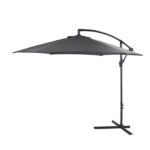 Cote 4 Seater Rattan Garden Sofa Set with Grey Lean Over Parasol - Grey Weave - Image 9