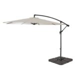 Round 2.9m Cream Lean-Over Parasol with 80kg Quartered Parasol Base - Black Plastic